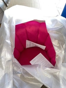 lot 87 image: JAYDEN CREATION Flora Fushia Scalloped Velvet Arm Chair. See Pictures