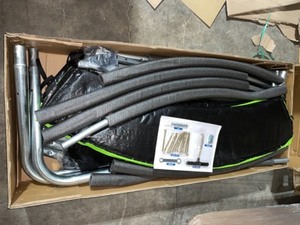 lot 92 image: UNBRANDED 8 ft. Green Apple Pumpkin-Shaped Outdoor Trampoline Set with Premium Top-Ring Frame Safety Enclosure. See Pictures