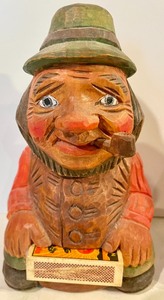 lot 218 image: 2 Carved Wooden Match Box Holders
