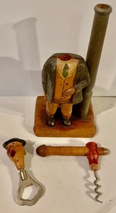 lot 343 image: Carved Wood Wine and Bottle Opener