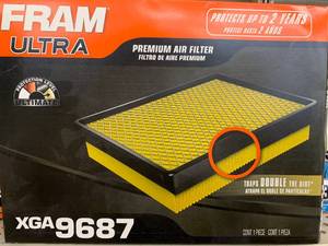 lot 112 image: FRAM ULTRA AIR FILTER #9687XG9687