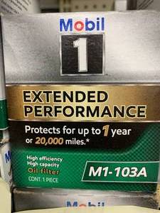 lot 122 image: MOBIL EXTENDED PERFORMANCE OIL FILTER #M1-103A