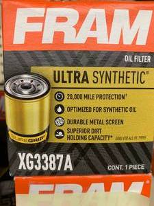 lot 201 image: FRAM ULTRA SYNTHETIC OIL FILTER #XG3387A