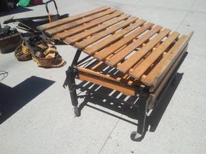 Adjustable Display Table. Euro Rack. casters