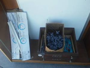 Peg Hooks, white board, & more.