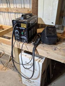 Chicago Electric 90A Flux Wire Feed Welder, Welding Helmet & Spool of Welding Wire - Tested and Works