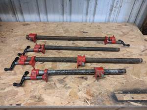 Lot of (4) Pipe  Bar Clamps - Ranges from 30 to 21