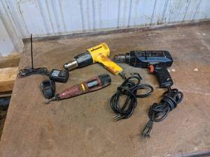 Cordless Rotary Tool w Charger, Wagner Heat Gun and Craftsman 38 Drill - All Tested and Work