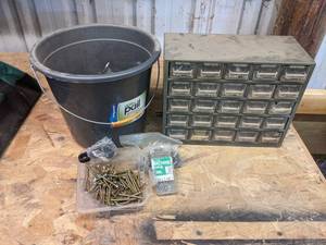 Parts Organizer w Hardware, Bucket of Screws and More