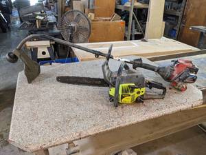 Poulon 14 Chainsaw and Murray Gas Weed Trimmer - Both Pull Over