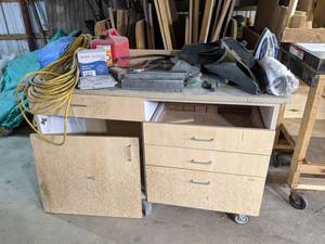 Rolling Worktable, Heavy Duty Extension Cord and Garage Misc.