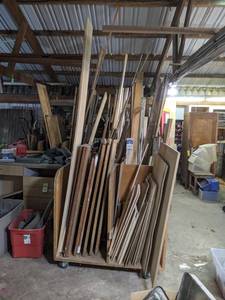 Rolling Wood Rack w Contents