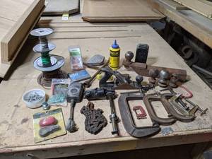 Lot of Woodworking Tools, Hitch Balls, Wire, Hardware, and More