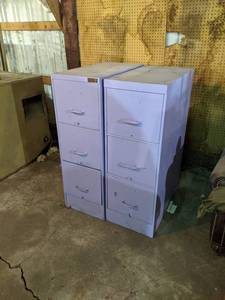 Pair of Metal Purple File Cabinets