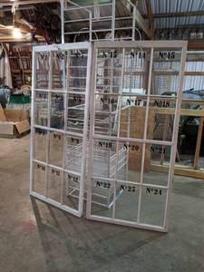 Pair of Antique 12-Pane Windows - Each Pane is Numbered - Was used for a Weddings seating arrangement