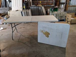 Lot of (2) Plastic Folding Tables 6 x 29 x 29