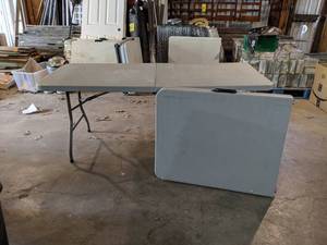 Lot of (2) Plastic Folding Tables 6 x 29 x 29
