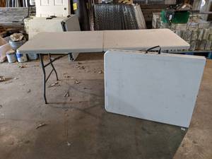 Lot of (2) Plastic Folding Tables 6 x 29 x 29