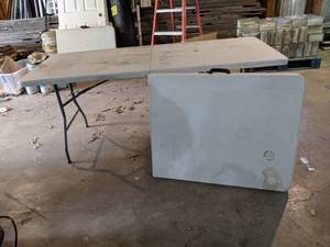 Lot of (2) Plastic Folding Tables 6 x 29 x 29