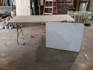 Lot of (2) Plastic Folding Tables 6 x 29 x 29