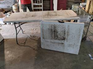 Lot of (2) Plastic Folding Tables 6 x 29 x 29