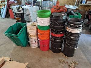 Large Lot of 20 5 Gallon Buckets and More
