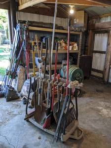 Shovels, Rakes and More on Yard Tool Rack