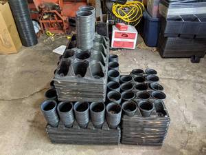 Large Lot of Plant Pots and Trays - Pots are 4 and the trays hold 15 pots each