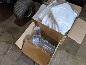 Lot of (24) ActivGARD GP Clean Suits Size 2XL & Case of (10) Caterpillar Challenger Water Bottles