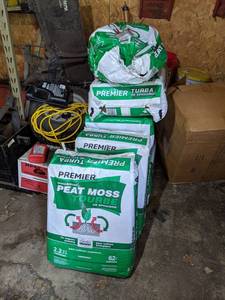 6 Full Bags of Premier Peat Moss 2.3 cu. ft. compressed per bag  1 partial