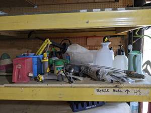 Shelf lot of Sprayers, Sprinklers and Gardening Supplies - Shelf NOT Included