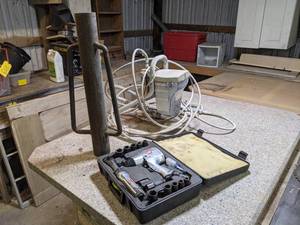 Pneumatic 12 Impact and 38 Ratchet Set, Post Pounder and Paint Sprayer