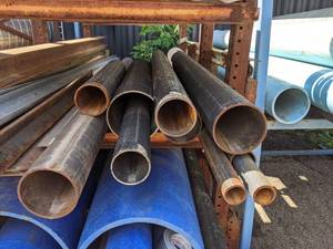 Lot of (10) Pieces of Steel Pipe 8 to 1-12 Diameter up to 94 in Length