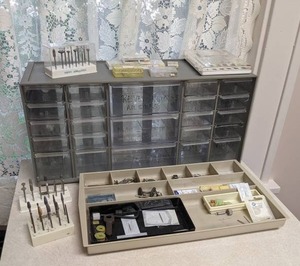 lot 336 image: Large Lot of Dremel Type Bits and Parts Organizer