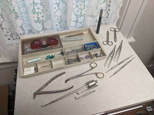 lot 341 image: Tray of Assorted Crown Removal Tools, Dental Tools and More
