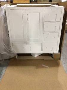 Virtu Caroline Madison 36 in. W Bath Vanity Cabinet and sink included White not used