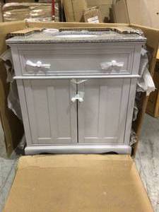 Home Decorator Fremont 32 in. W x 22 in. D Vanity in Grey with Granite Vanity Top in Grey with White Sink not used