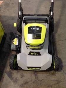 40V HP Brushless 21 in. Cordless Battery Walk Behind Self-Propelled Lawn Mower with (1) 6.0 Ah Batteries and Charger by RYOBI (bag not included) (see all pictures)