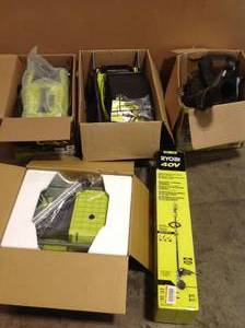 Mix pallet of Ryobi tools (tile saw, lawnmower, backpack blower etc.) see all pictures