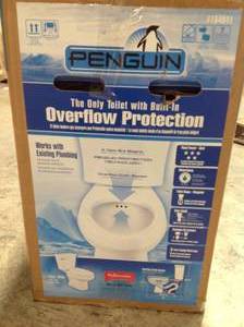 2-pc. 1.28 GPF Single Flush Elongated Toilet with Patented Overflow Protection Technology in White with Seat by Penguin Toilets see all pictures