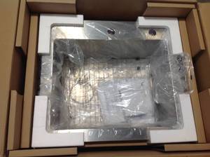 Tight Radius All-in-One Drop-InUndermount Stainless Steel 25 in. Single Bowl Kitchen Sink with Spring Neck Faucet by Glacier Bay in good condition see all pictures