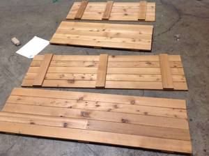 15 in. x 52 in. Natural Cedar Board-N-Batten Baton Shutters Pair by Design Craft MIllworks (see all pictures)