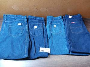 8 Pairs of 34 x 30 Relaxed Cut Jeans  (1) Fire Resistant Carhartt, (1) Carhartt, (3) G & K (3) 394 Denim