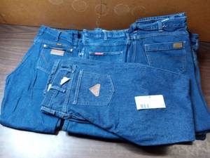 9 Pairs of 34 x 32 Relaxed Cut Jeans-(1) Wrangler, (2) G & K, (1) Fire Resistant Bullwark, (5) 394 Denim