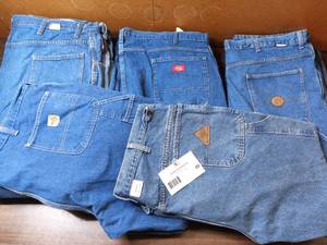 13 Pairs of CarpenterJeans- (3) 44 x 28 G & K, (5) 44 x 30 G & K, (3) 44 x 30 Dickies, (1) 44 x 28 Dickies, (1) 44 x 30 Fire Resistant Carhartt