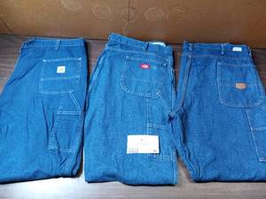 3 Pairs of Carpenter Jeans- (1) 44 x 34 Carhartt  (1)44 x 34 Dickies (1) 44 x 32 Red Kap