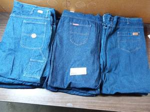 11 Pairs of Jeans- (1)46 x 37 U Red Kap, (1) 48 x 37 U (32) Red Kap, (1) 48 x 37 U (34) Red Kap , (2) 48 x 37U (25) Red Kap, (1) 48 x 32 394 Denim, (1) 48 x 34 394 Denim