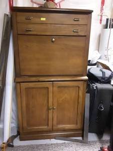 Drop Front Secretary Storage, 2-Door, 1-Drawer 32x19x61 (Contents Not Included)