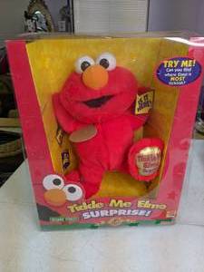 lot 190 image: 2000 Fisher Price Tickle Me Elmo Surprise 5th Anniversary Edition NIB VTG Rare
