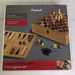lot 191 image: Promark 7 in 1 Game Set - Chess, Backgammon etc. (NIB)